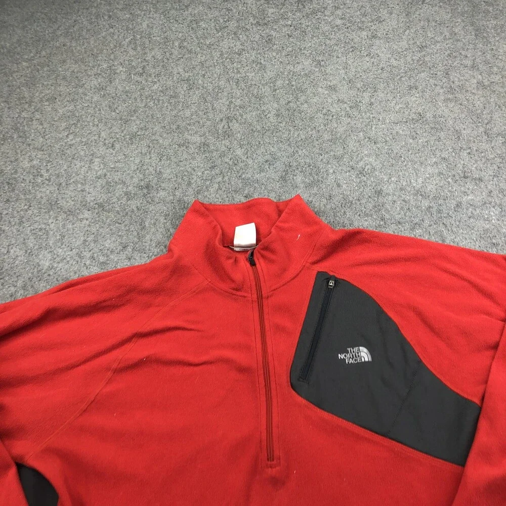 The North Face Pullover Mens XL Red 1/4 Zip Long Sleeve Flight Series Fleece Top